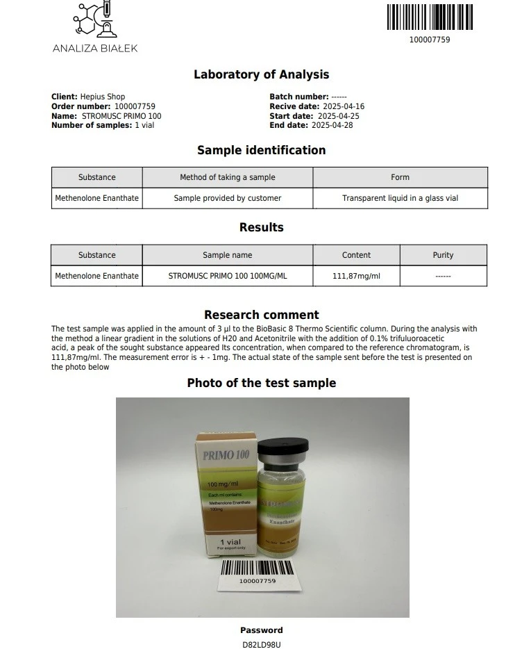 High-Quality STROMUSC Methenolone Enanthate 100mg/ml For Bodybuilding CAS:303-42-4 suppliers